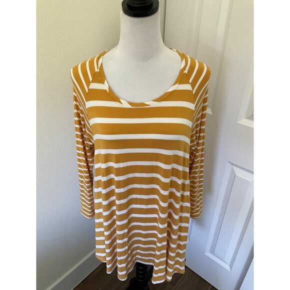 Matelda Jane Tunic Tee Dress size Large, mustard yellow striped Women's - Picture 3 of 6
